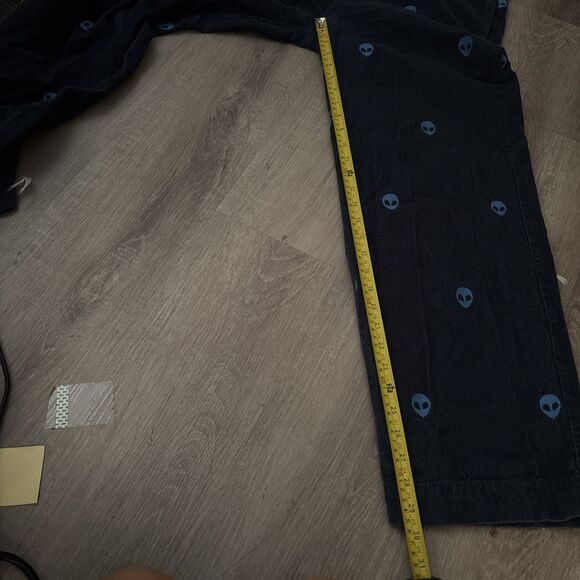 Urban Outfitters Men Embroidered Alien Wideleg Baggy Pants Blue Corduroy Sz 30 - Picture 6 of 8